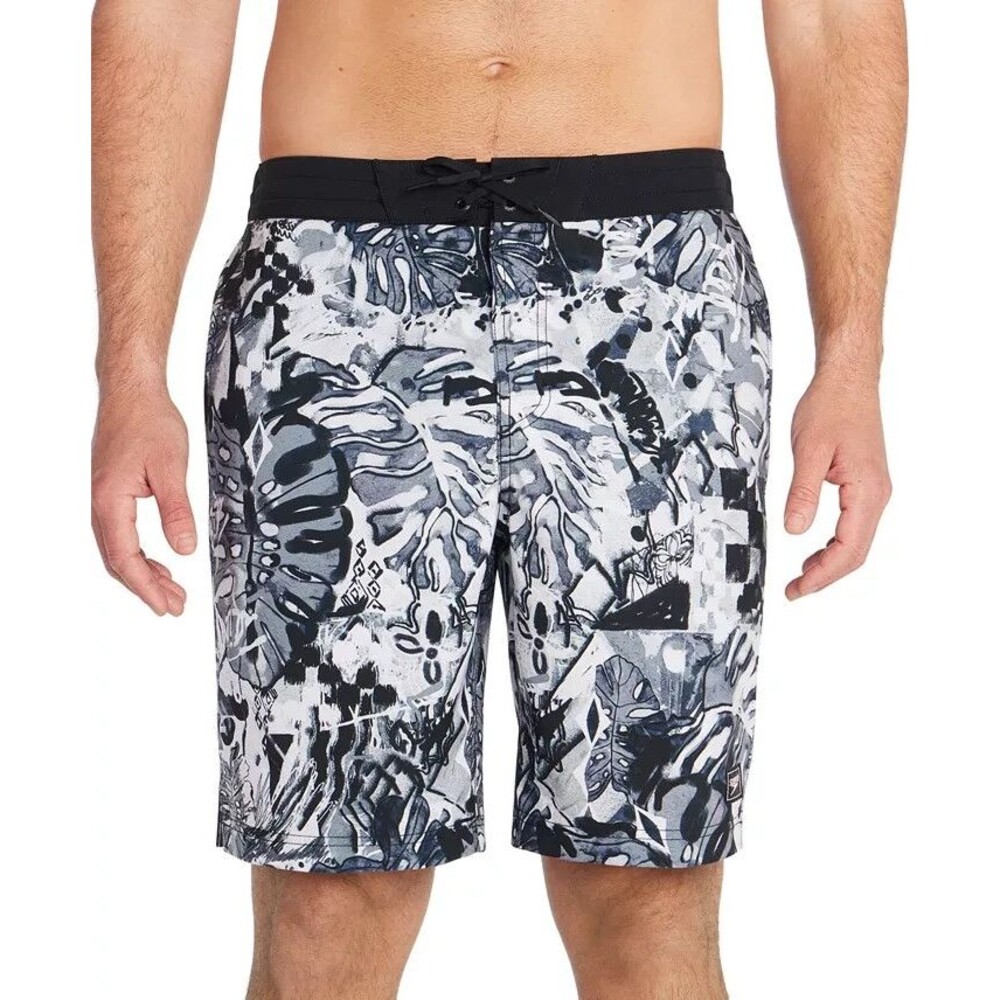 Speedo Men's Printed Bondi Basin 9" Boardshorts Swim shorts 4Way Stretch Black S